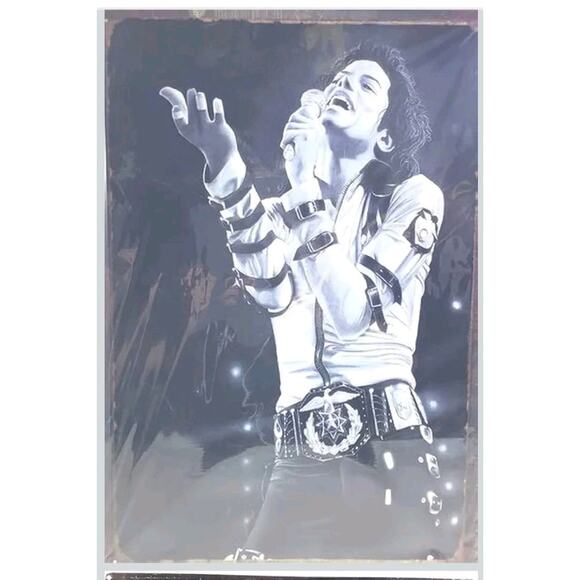 Michael J Jackson Singing: Metal Tin Sign Wall Mount Decoration Picture 23.5” x - Picture 1 of 6